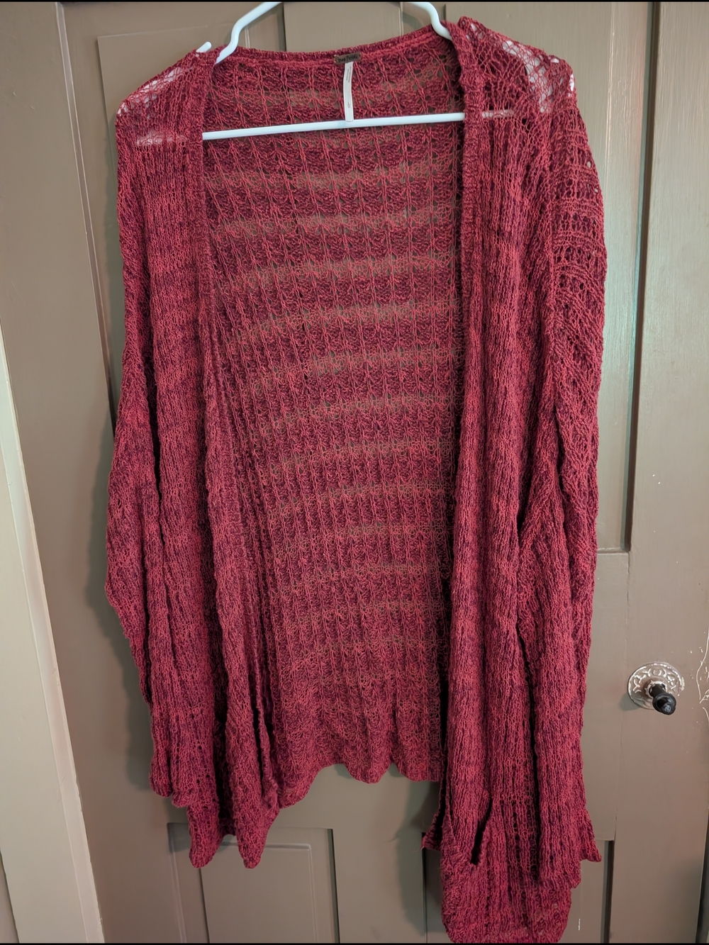 Free People Open Weave open front cardigan - Lightweight - Wine Red - Size Large